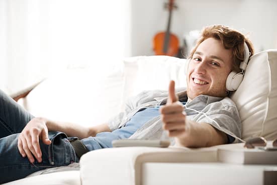 Golfer Listening to Golf Audio